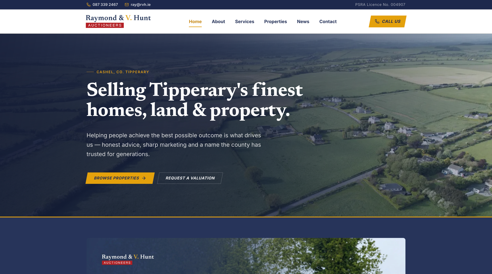 The Raymond & V. Hunt website, with property search and listings the team manage themselves.